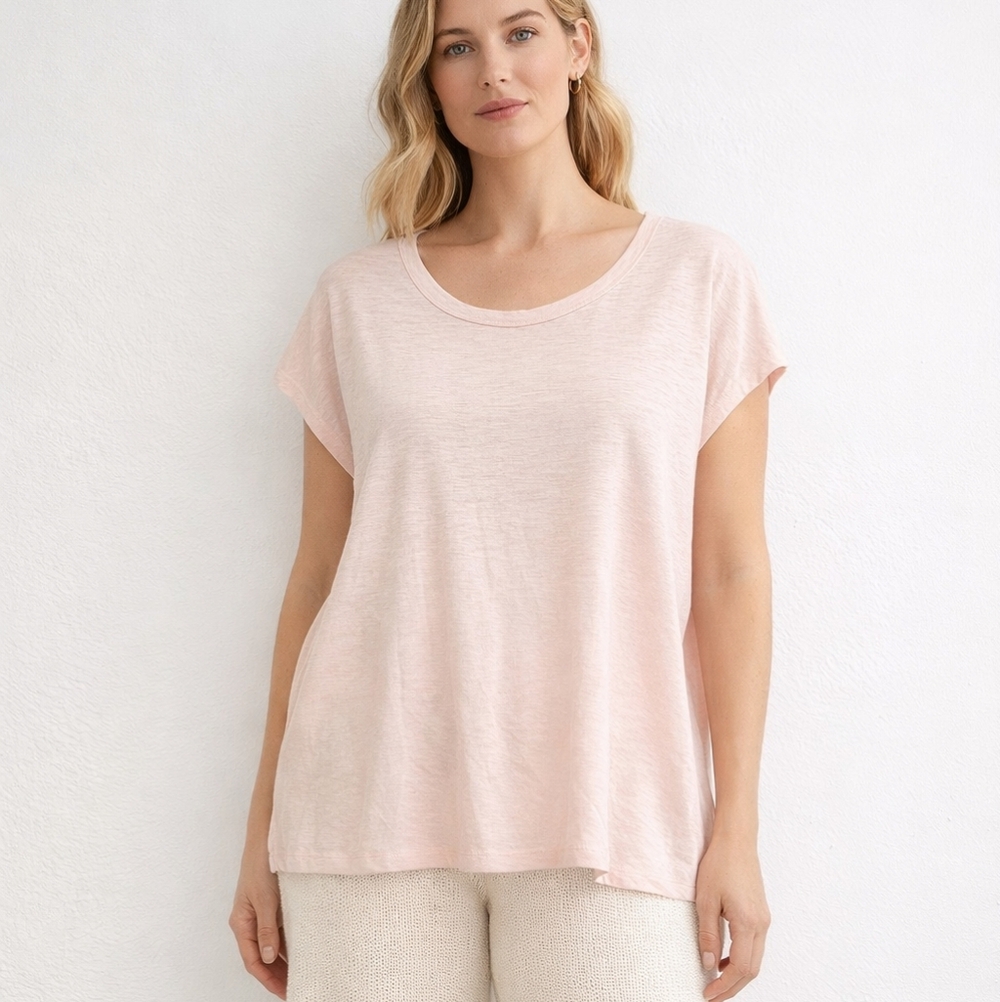 Eileen Fisher Hemp Organic Cotton Pastel Pink Tunic  Sz XL Quiet Luxury Coastal